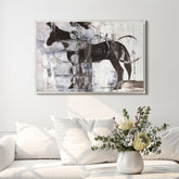 B&W Horse Abstract I - High Resolution Giclee Printed Canvas Framed in Contemporary Clear Acrylic Frame